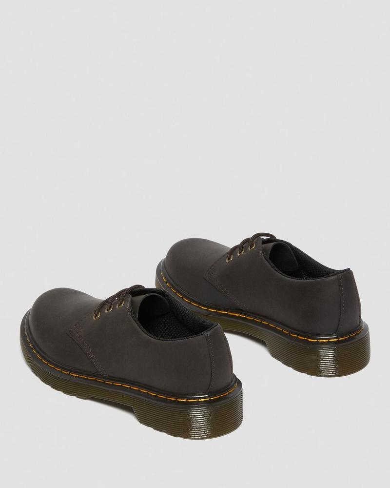 Zapatos Dr Martens Junior 1461 Wildhorse Cuero Niños Azules Marrom | MX 100JPQ